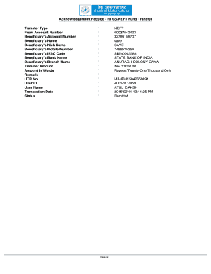 Neft Payment Receipt Format