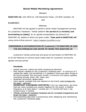 Social Media Marketing Agreement  Form