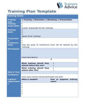 Training Plan Template Trainers Advice  Form