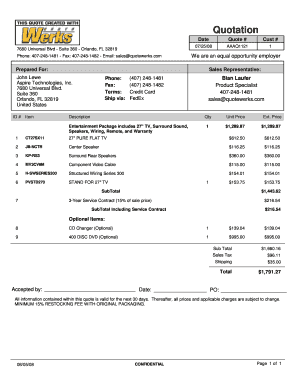 Quotation Sample a  Form