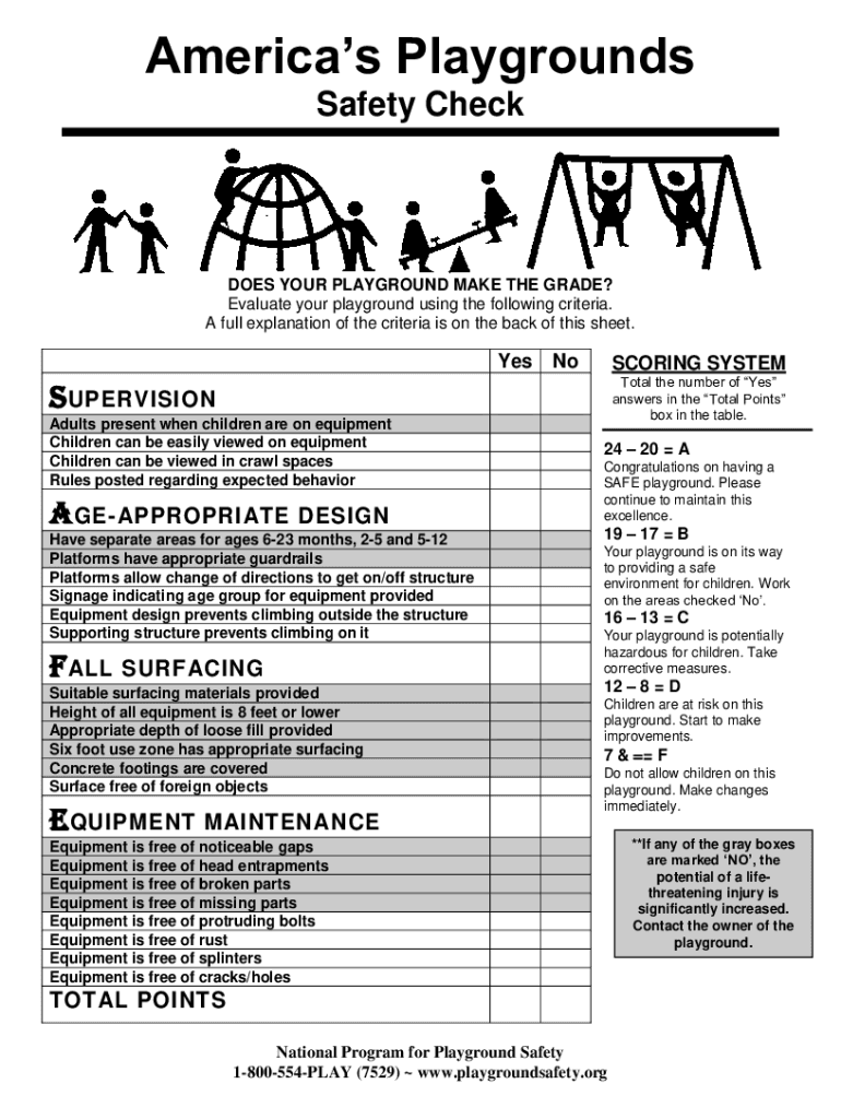  Americas Playgrounds Safety Checkboxes YOUR PLAYGR 2018-2024