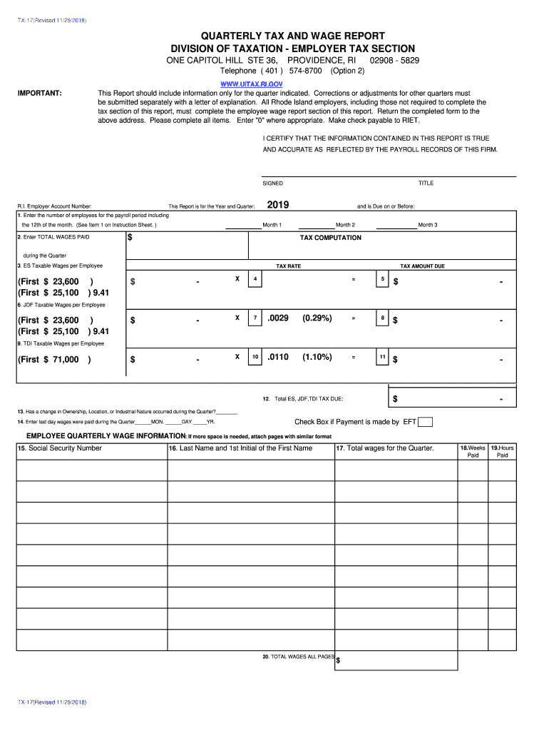  Ri Tx 17 Form 2019