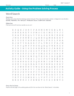 Activity Guide Using the Problem Solving Process  Form