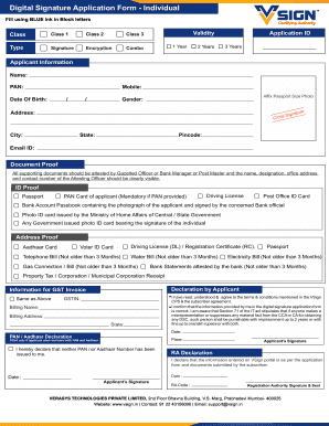 Digital Signature Application Form Vsign