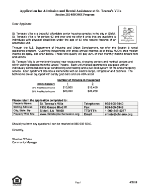 St Therese Villa  Form