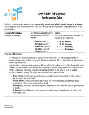 Self Advocacy Rubric  Form