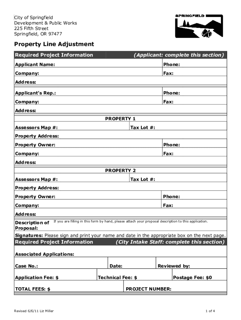 Oregon Property Line Adjustment  Form