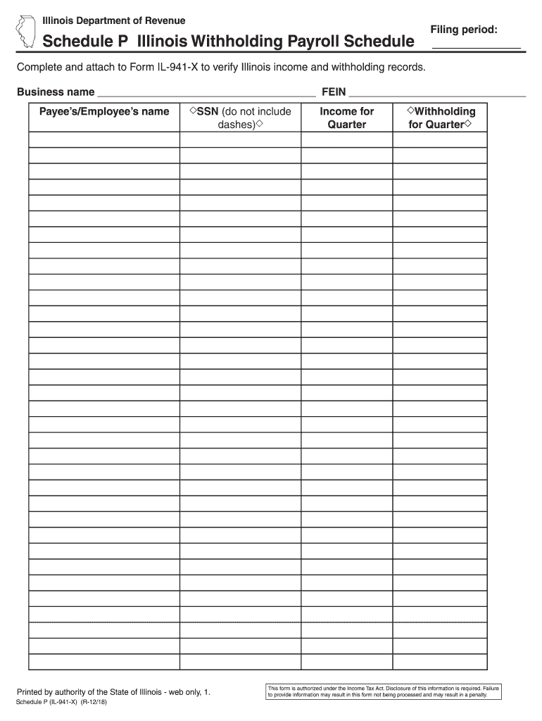  Il 941 Schedule Form 2018