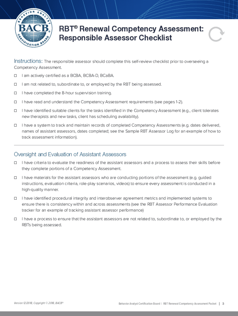 Rbt Renewal Competency Assessment  Form