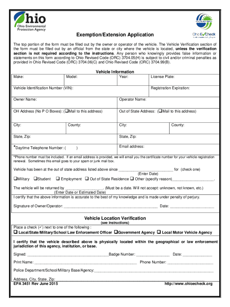 Get and Sign Ohio Exemption Application 2015-2022 Form