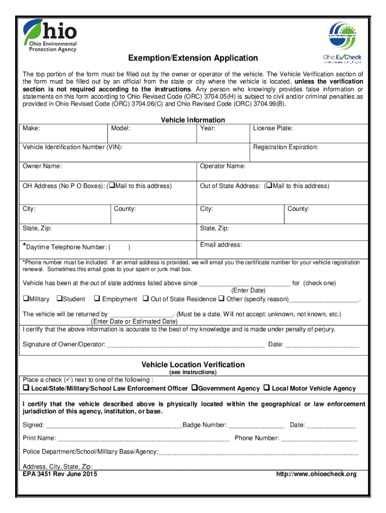  Ohio Exemption Application 2015