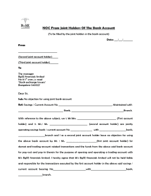 NOC from Joint Holders of the Bank Account  Form