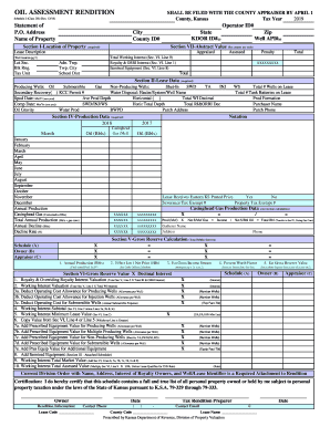  Oil Assessment Rendition Kansas Department of Revenue 2018