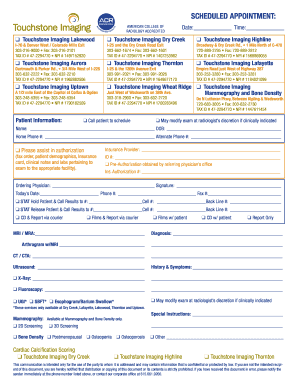 Touchstone Imaging Order Form