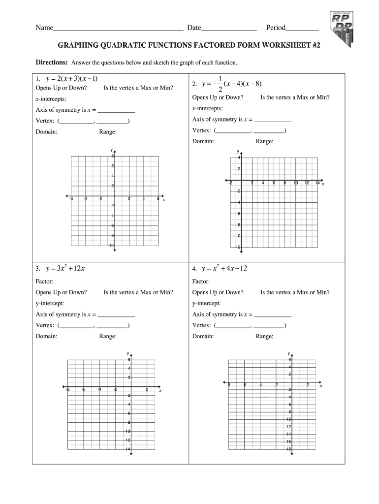 Graphing Quadratic Functions in Standard Form Worksheet Answer Key