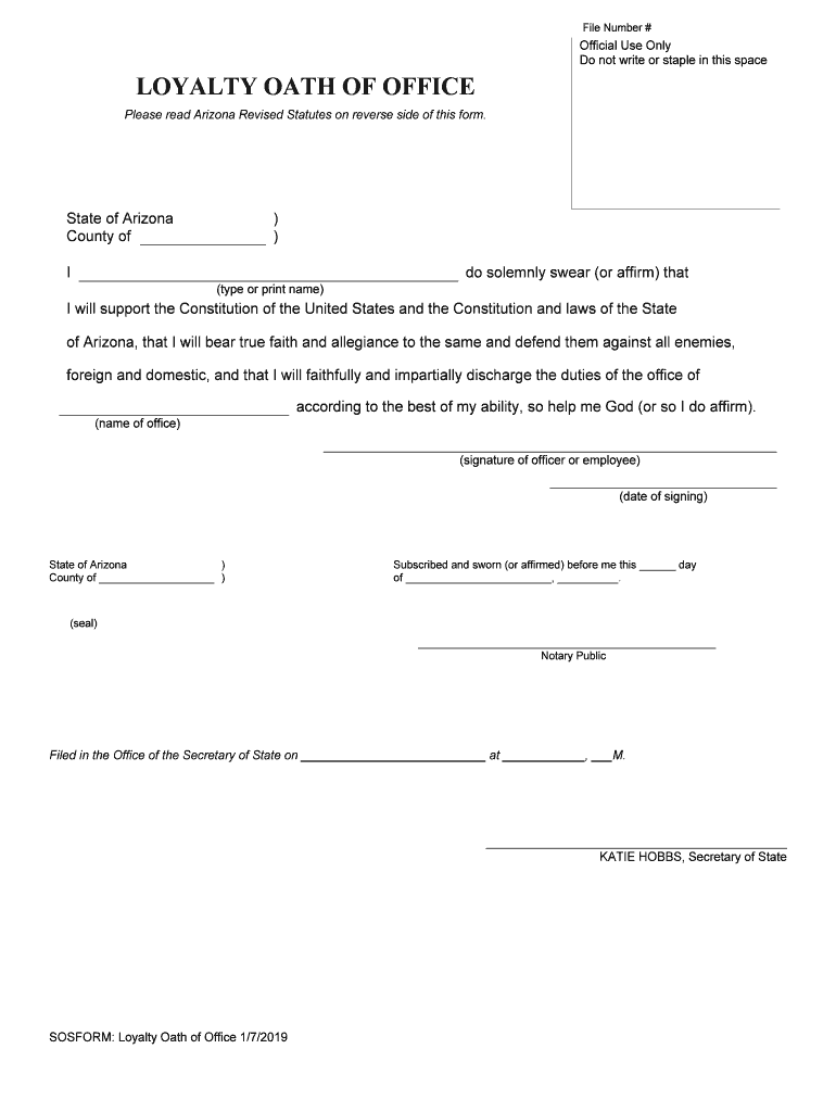 Arizona Loyalty Oath  Form