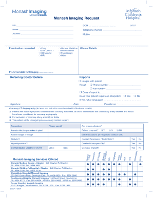 Monash Imaging Request  Form