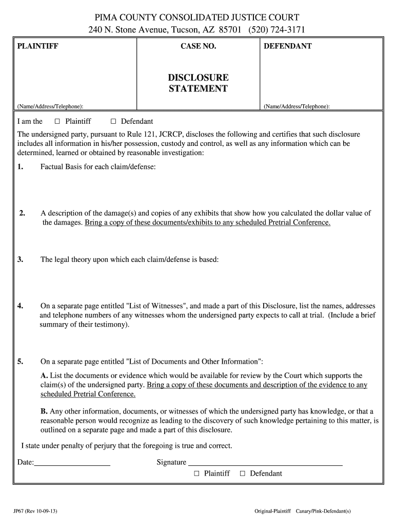  Pima County Disclosure Form 2013-2024