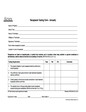 Nfpa 99 Electrical Outlet Testing Form