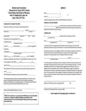 Pharmacist in Charge PIC Transfer  Form