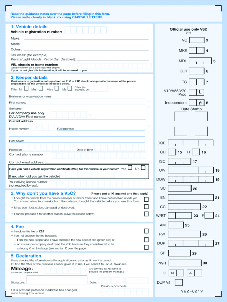  V62 Form 2019