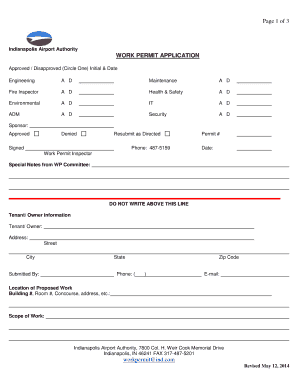 Indianapolis Airport Authority WORK PERMIT APPLICATION  Form