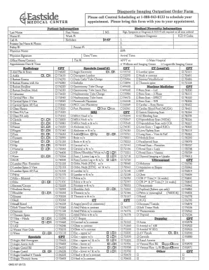 Diagnostic Imaging Outpatient Order Form Order Form