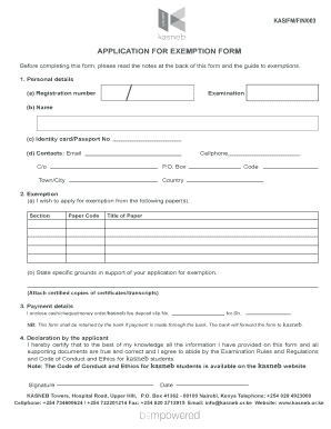 Kasneb Exemptions  Form