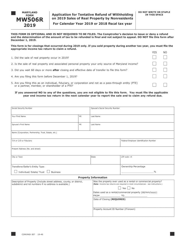  Has Maryland Mw506r Form Been Released for yet 2019-2024