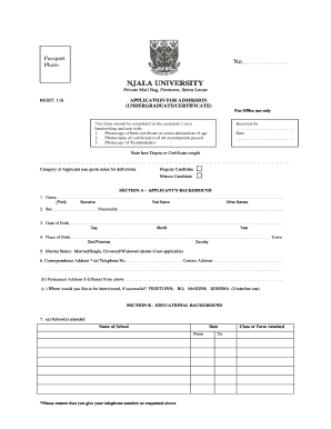 Njala University Application Form