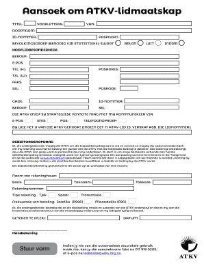 Atkv Lidmaatskap  Form