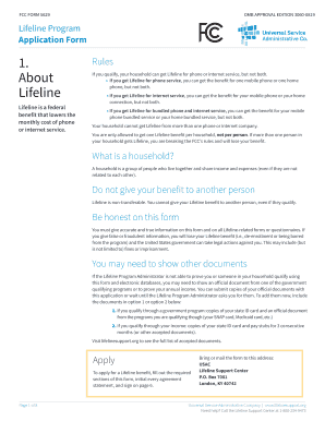 FCC FORM 5629 Lifeline Program Application Form