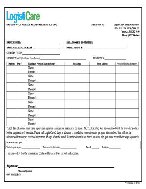 Mileage Reimbursement Form LogistiCare