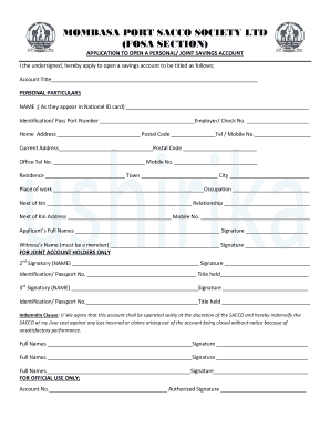 Mombasa Port Sacco  Form