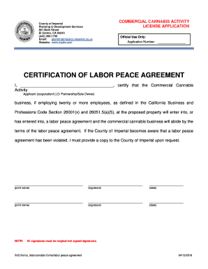 Certification of Labor Peace Agreement Imperial County Planning  Form