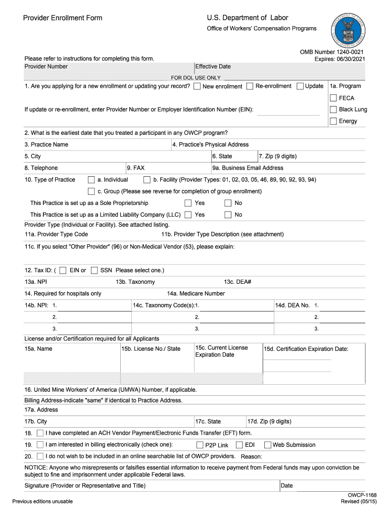 Get and Sign Owcp 1168 PDF 2015-2022 Form