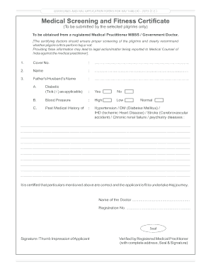 Hajj Medical Certificate  Form