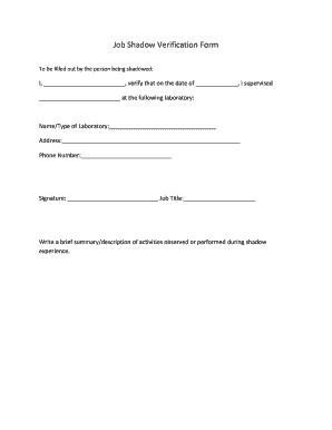Shadowing Form Template