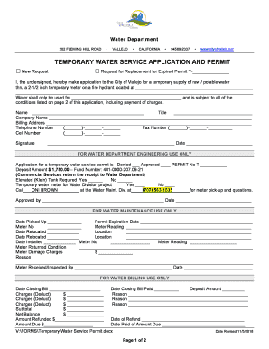 Vallejo Water Service Application  Form