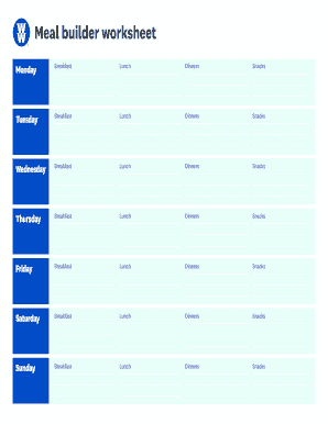 Meal Builder Worksheet  Form