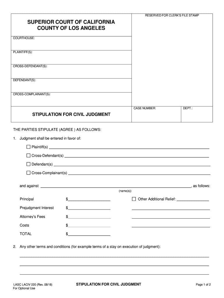  California Stipulation Judgment 2018-2024