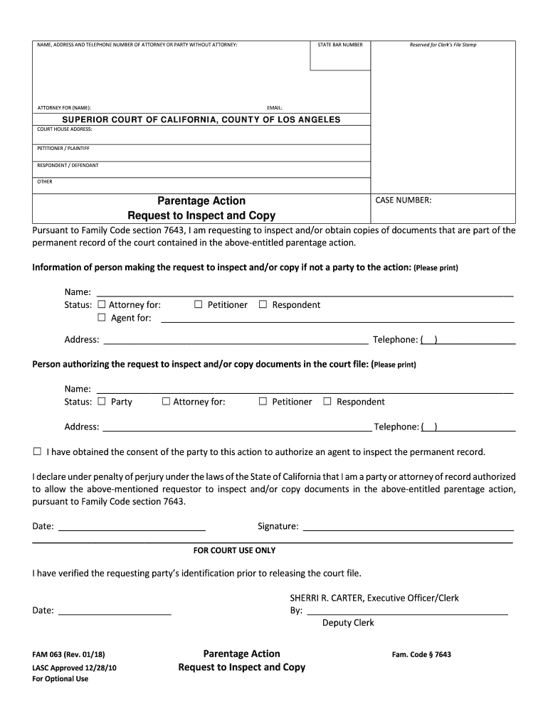  Fam 063 California Form 2018-2024