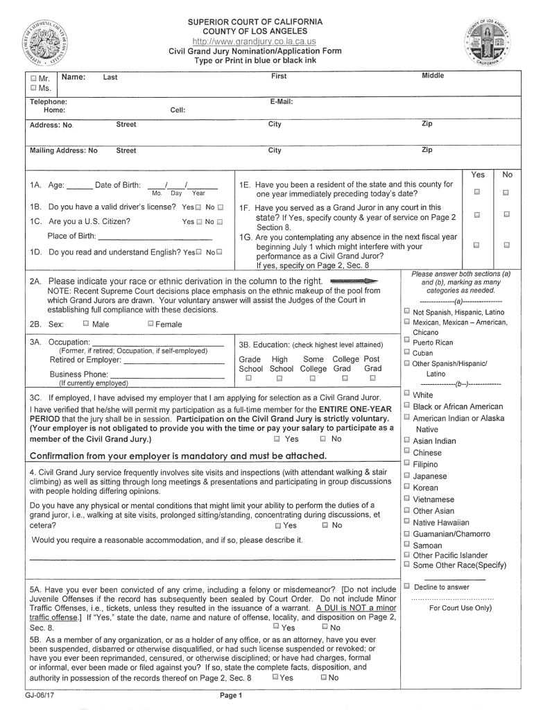  Application for Orange County Civil Grand Jury 2017