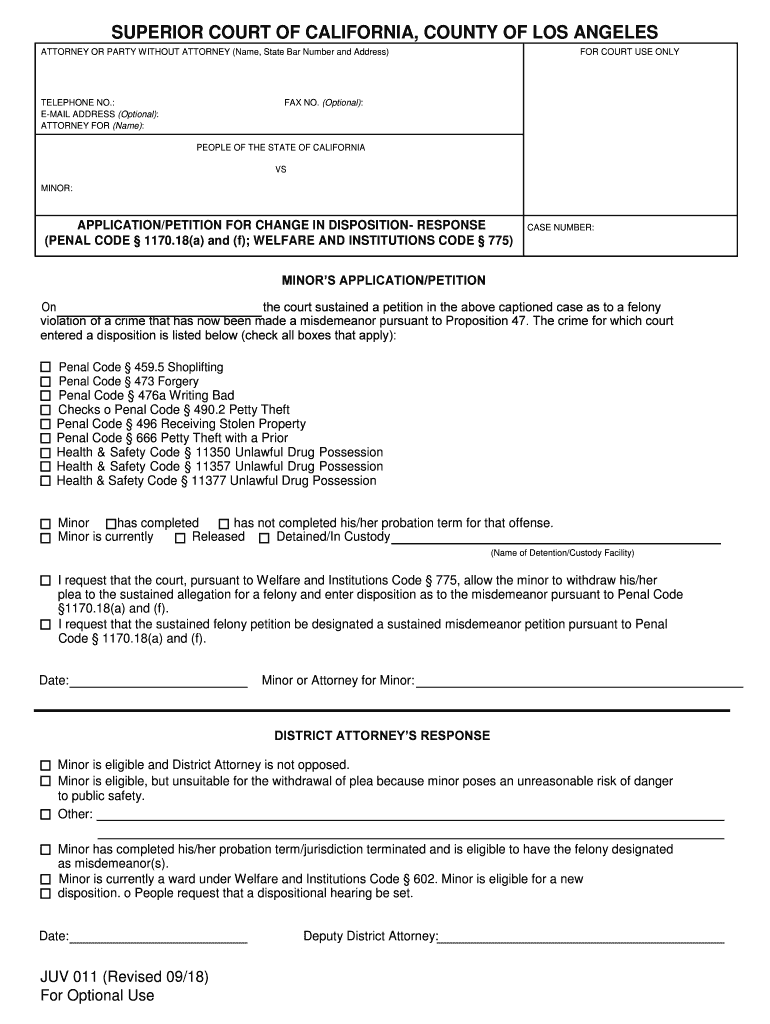  APPLICATIONPETITION for CHANGE in DISPOSITION RESPONSE 2018-2024