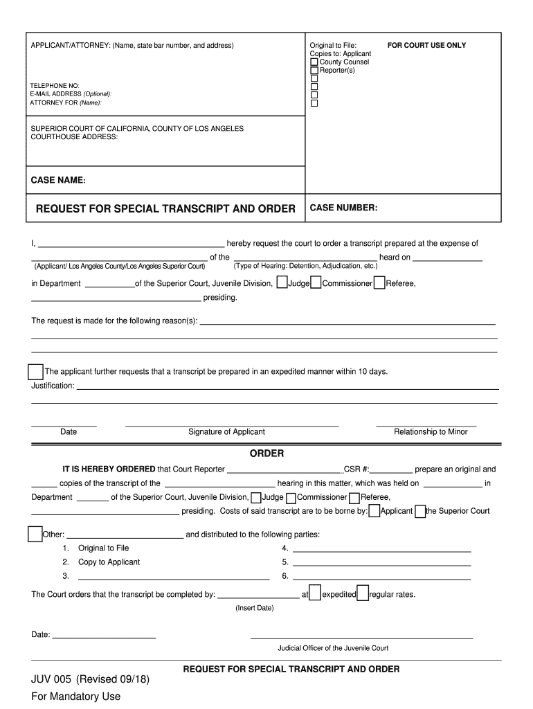  Ca Request Special Form 2018-2023