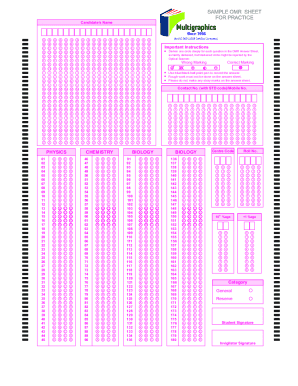 Primary Omr Sheet PDF  Form