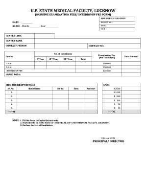 U P State Medical Faculty  Form