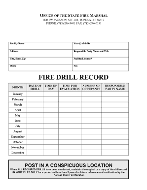 Fire Drill Record DOC  Form