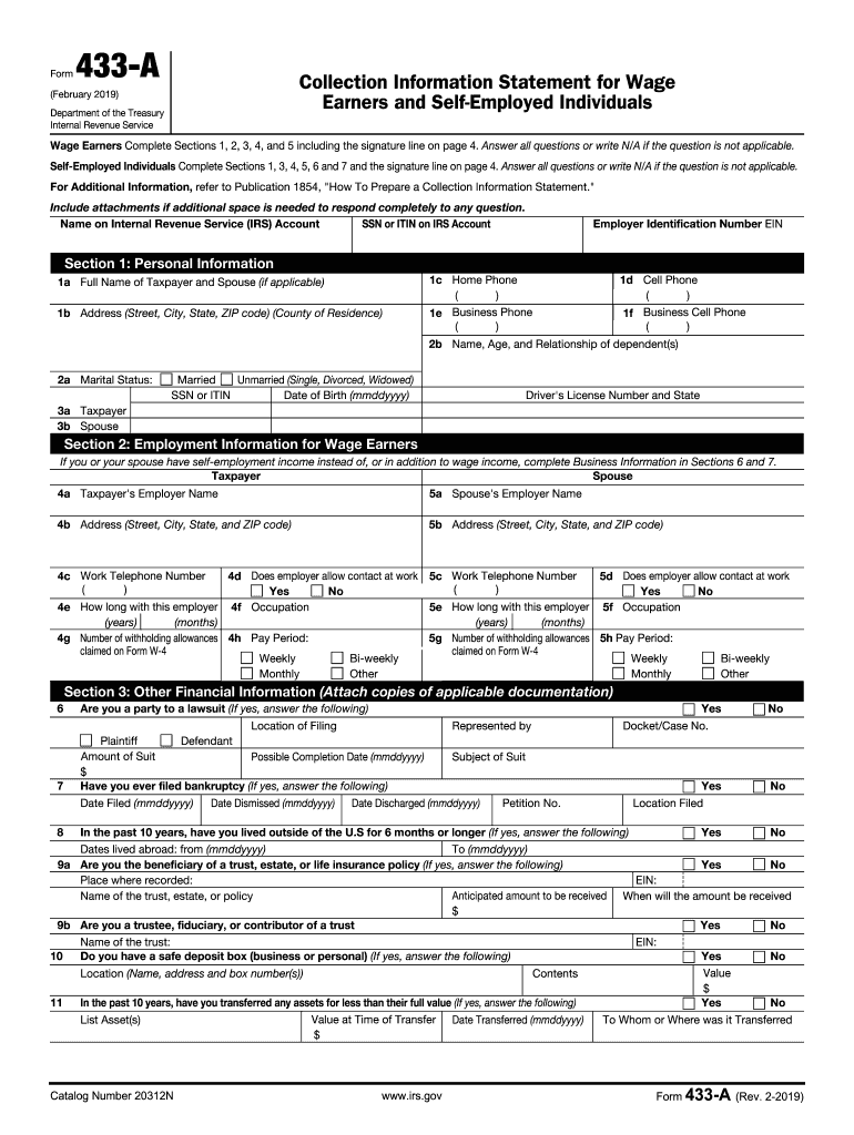  Form 433 a 2019