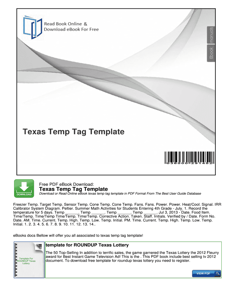 Blank Temporary License Plate  Form